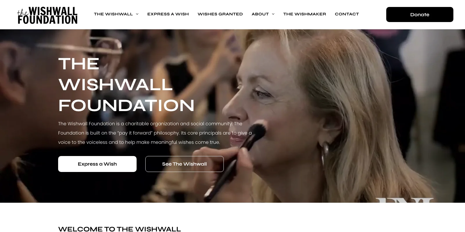 The Wishwall Foundation website homepage — thewishwall.org